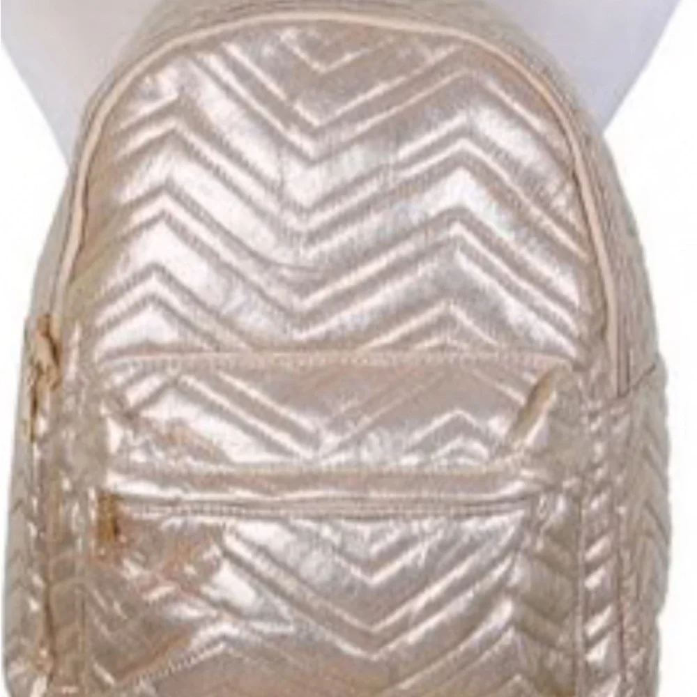 Metallic Rose Gold Chevron Pattern Backpack 3/$15 ✨